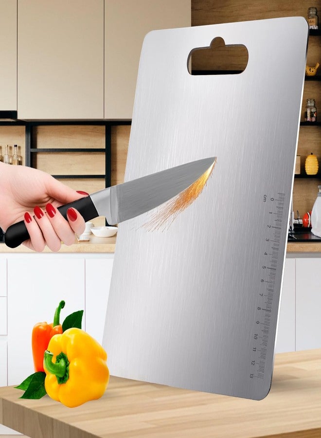 CANWAY® Stainless Steel Chopping Board 36x25 cm with Handle | Anti-Slip Cutting Board for Kitchen | Hygienic & Easy to Clean | Ideal for Vegetables, Fruits & Meat - Image 1